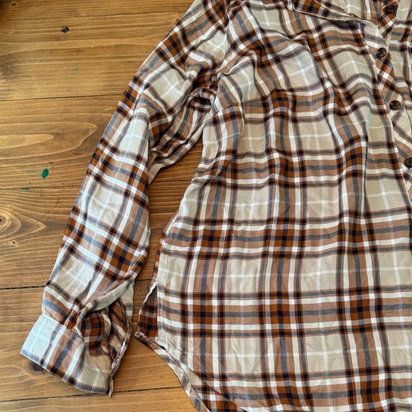 Terra & Sky Brown Plaid Button Down Shirt women’s 14w - Picture 2 of 12